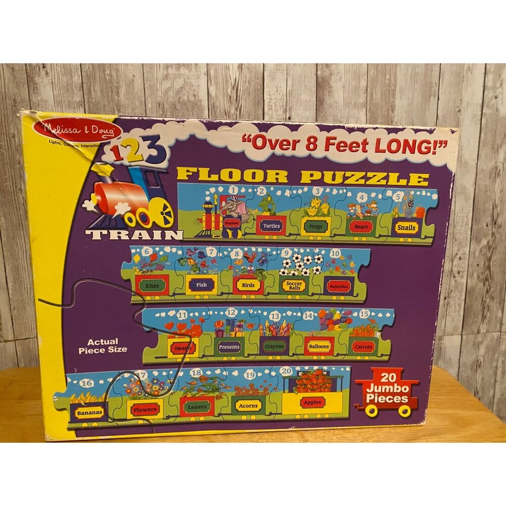 Melissa & Doug 123 Train Floor Puzzle 8 Long 20 Jumbo Easy-Clean Pieces Ages 3+